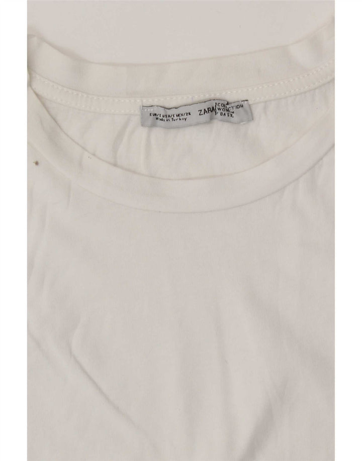 Zara T-shirt graphique pour femme UK 10 Small Blanc