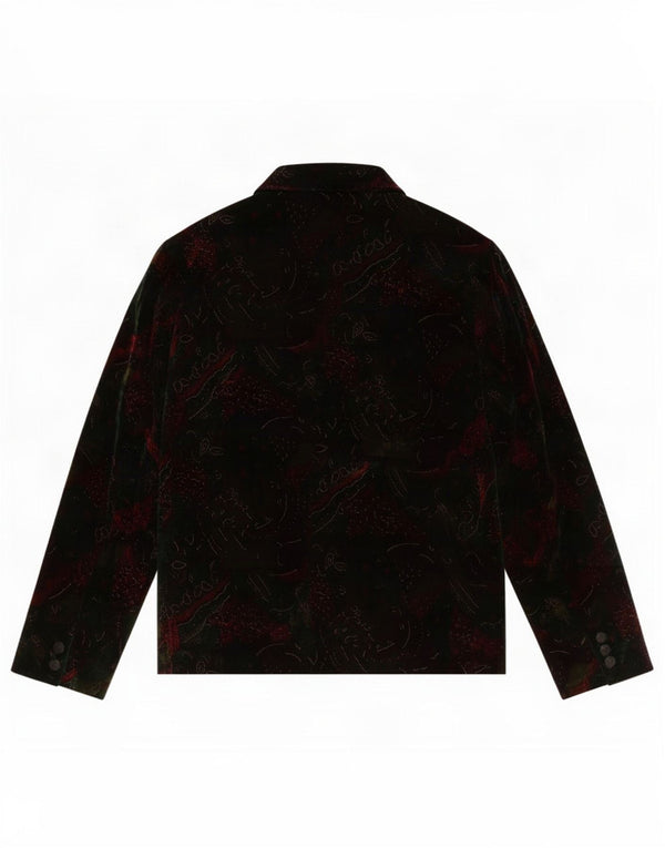 vintage Femmes 3 Bouton Velours Blazer Veste UK 14 Grand Noir Paisley