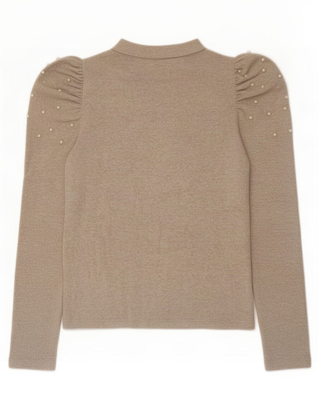 Zara Femme Top Manches Longues UK 12 Beige Moyen Moucheté