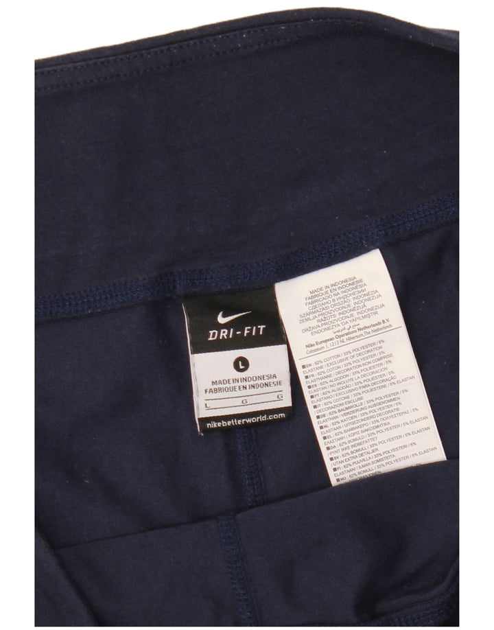 NIKE Bermuda de sport Dri Fit Graphic pour femme UK 16 Large Bleu marine