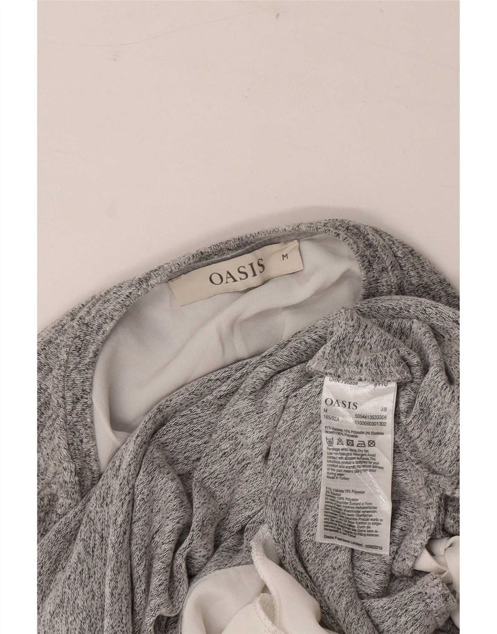 Oasis Haut Femme Manches Longues UK 42 Gris Moyen Viscose Moucheté