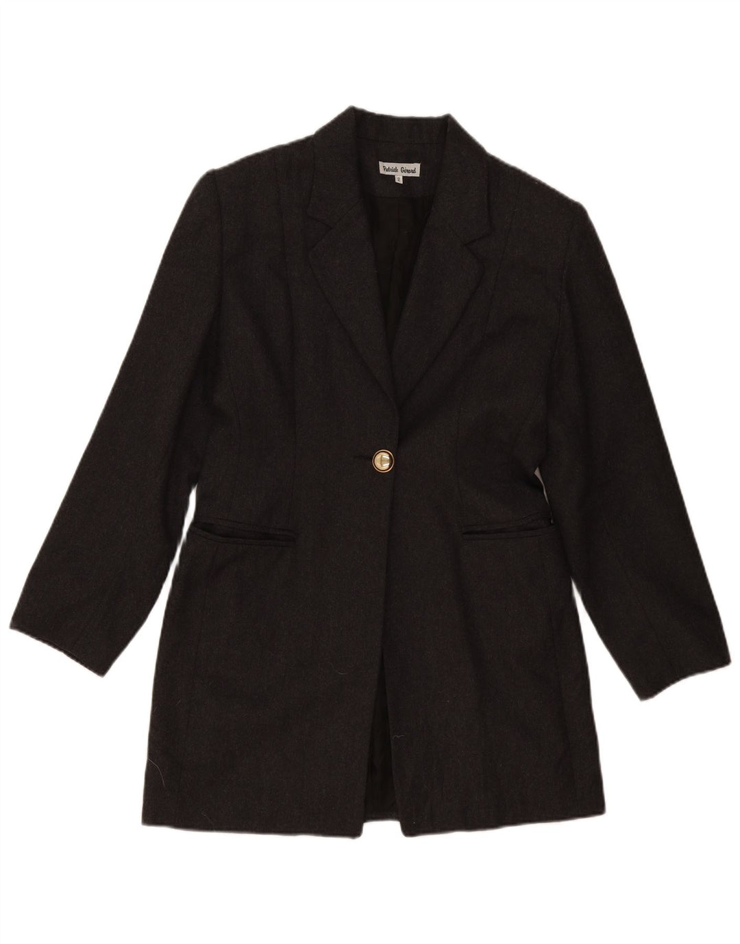 vintage Femmes Longline 1 Bouton Blazer Veste US 2 XS Gris Laine