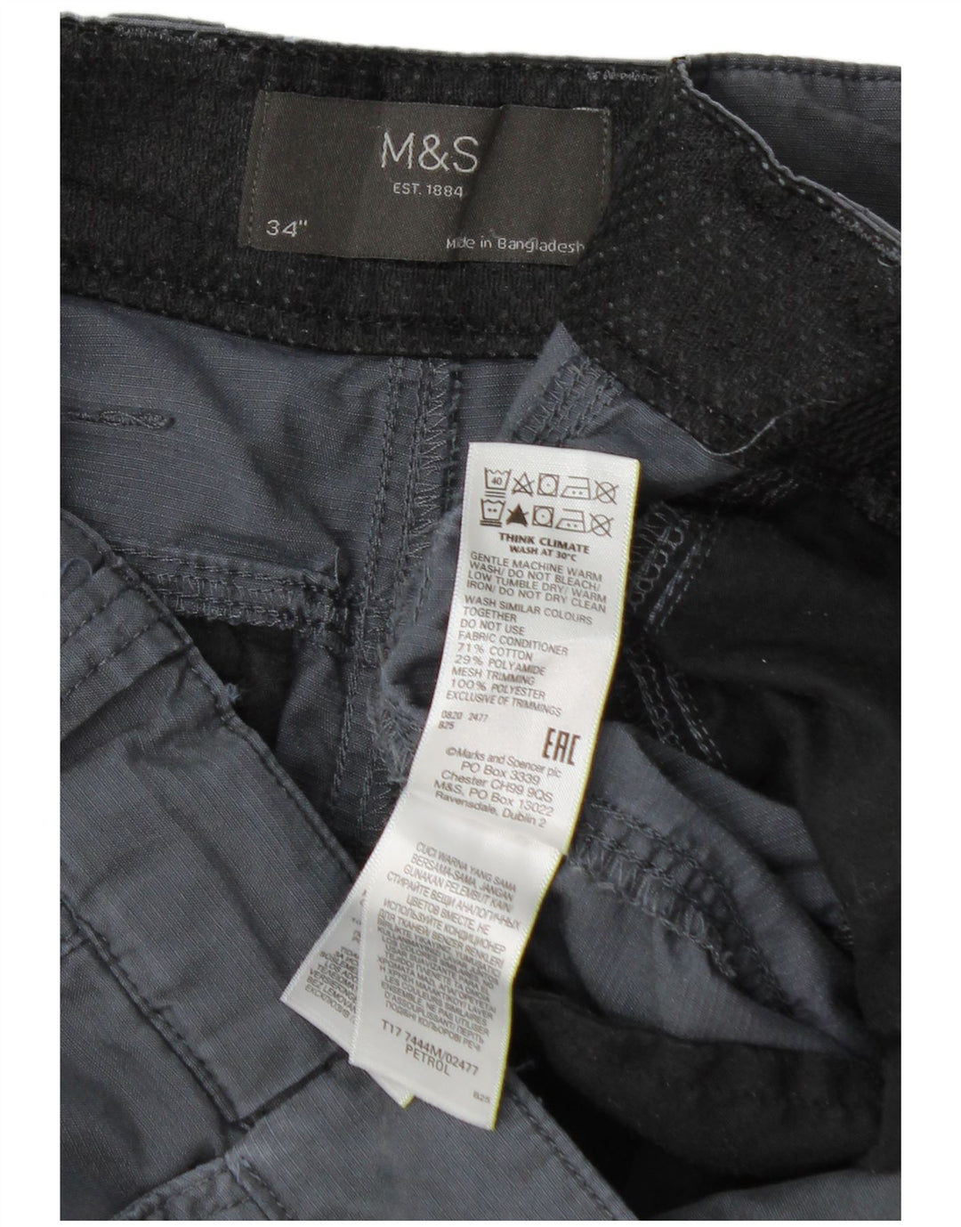 Marks & Spencer Short cargo pour homme W34 en coton gris moyen