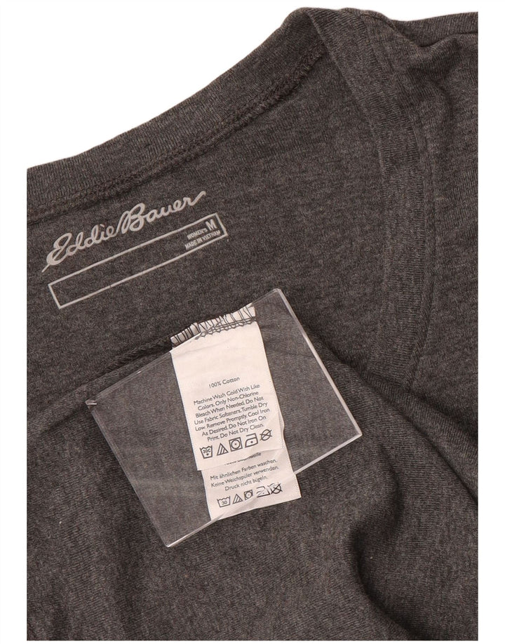 EDDIE BAUER Haut Femme Manches 3/4 UK 12 Gris Moyen Coton