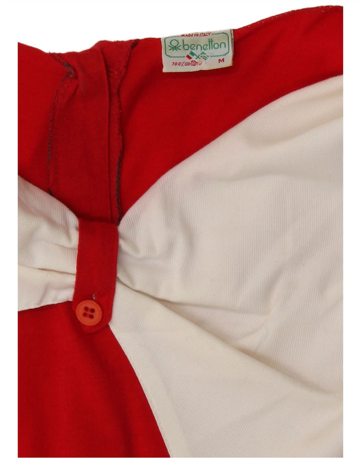 Benetton Chemisier Top UK 14 Femme Medium Rouge Colourblock