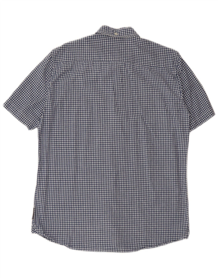 French Connection Chemise à Manches Courtes Homme Bleu Marine Moyen Vichy Coton