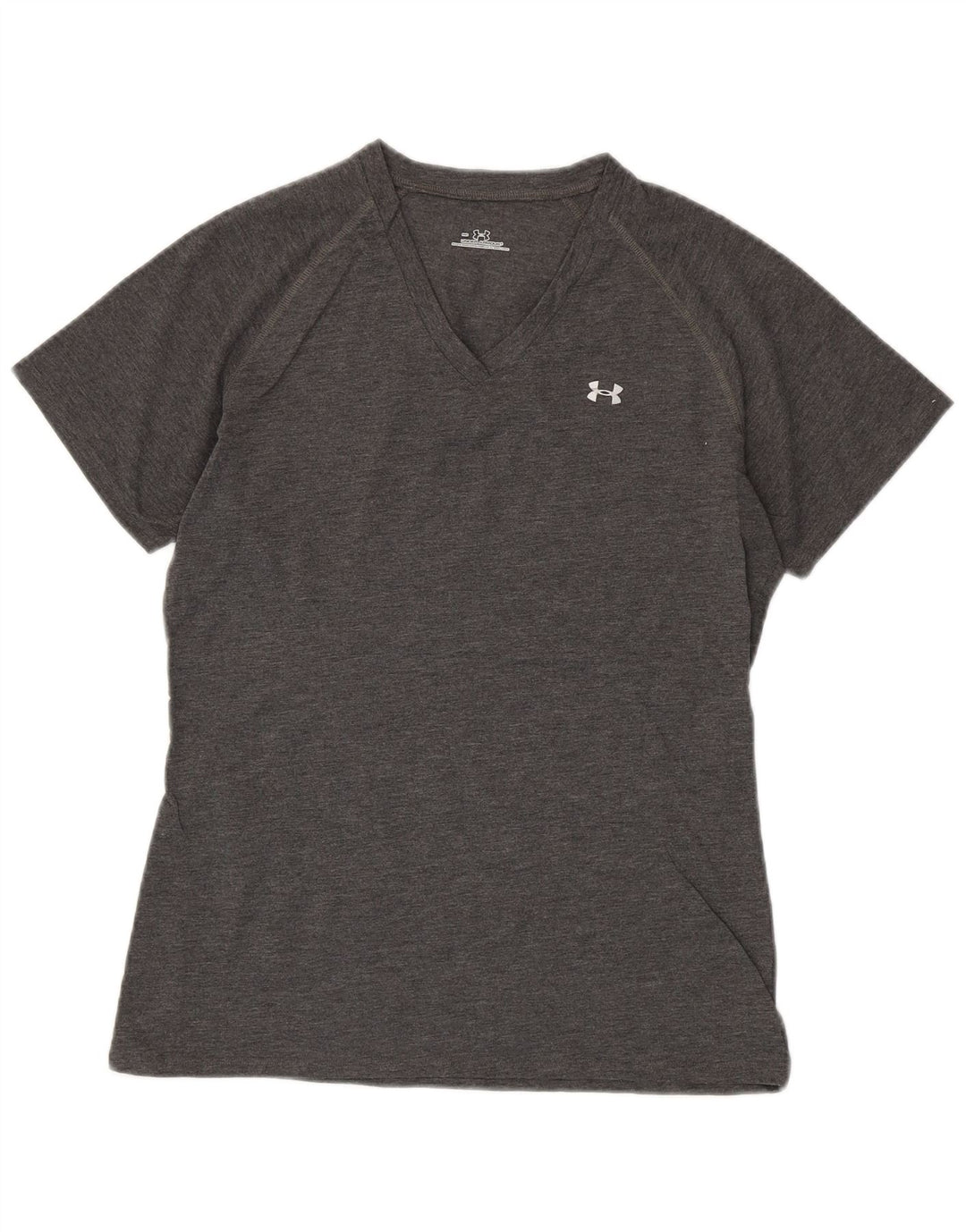 UNDER ARMOUR T-Shirt Femme UK 12 Gris Moyen Polyester