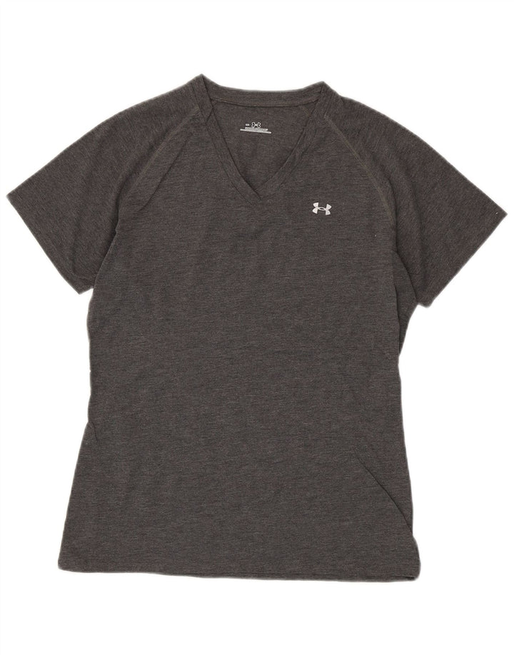 UNDER ARMOUR T-Shirt Femme UK 12 Gris Moyen Polyester