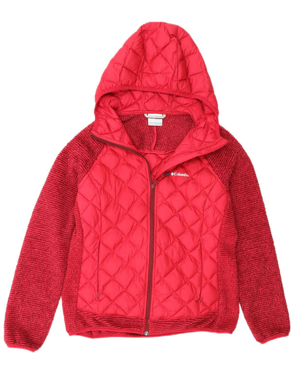 Columbia Veste matelassée à capuche pour femme UK 16 Large Bordeaux Colourblock