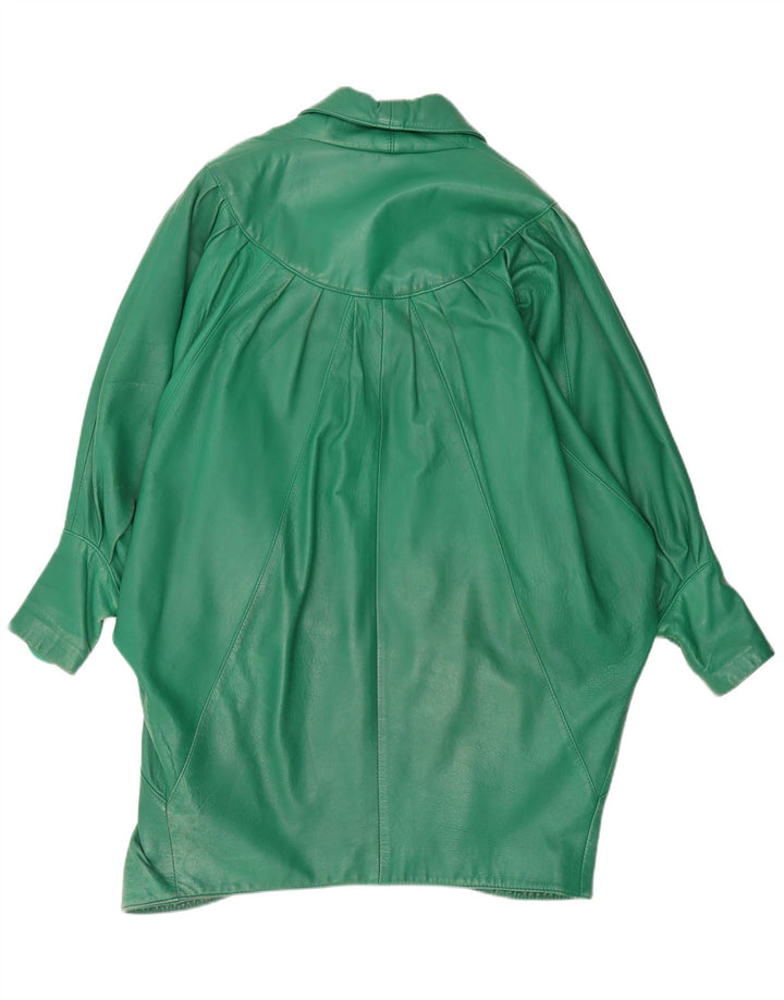manteau en cuir surdimensionné femme vintage UK 20 2XL Cuir vert