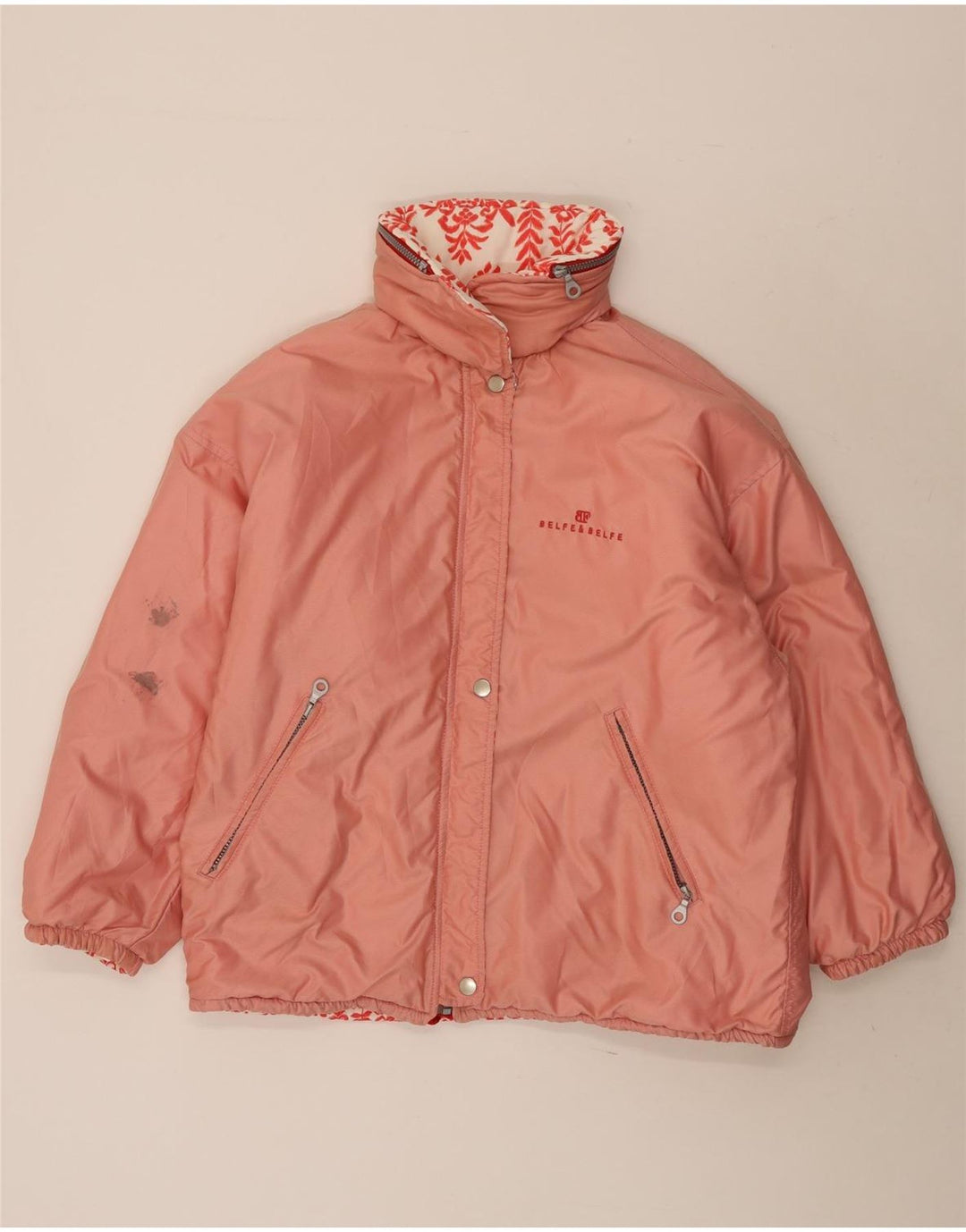 Belfe & Femme Veste réversible à capuche surdimensionnée IT 42 Rouge moyen floral