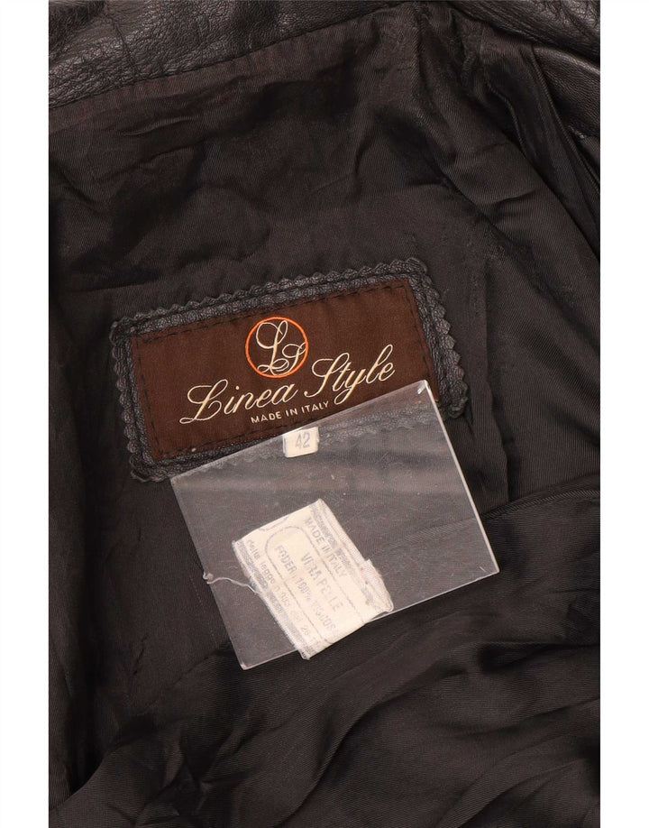 manteau en cuir femme vintage IT 42 Moyen Noir