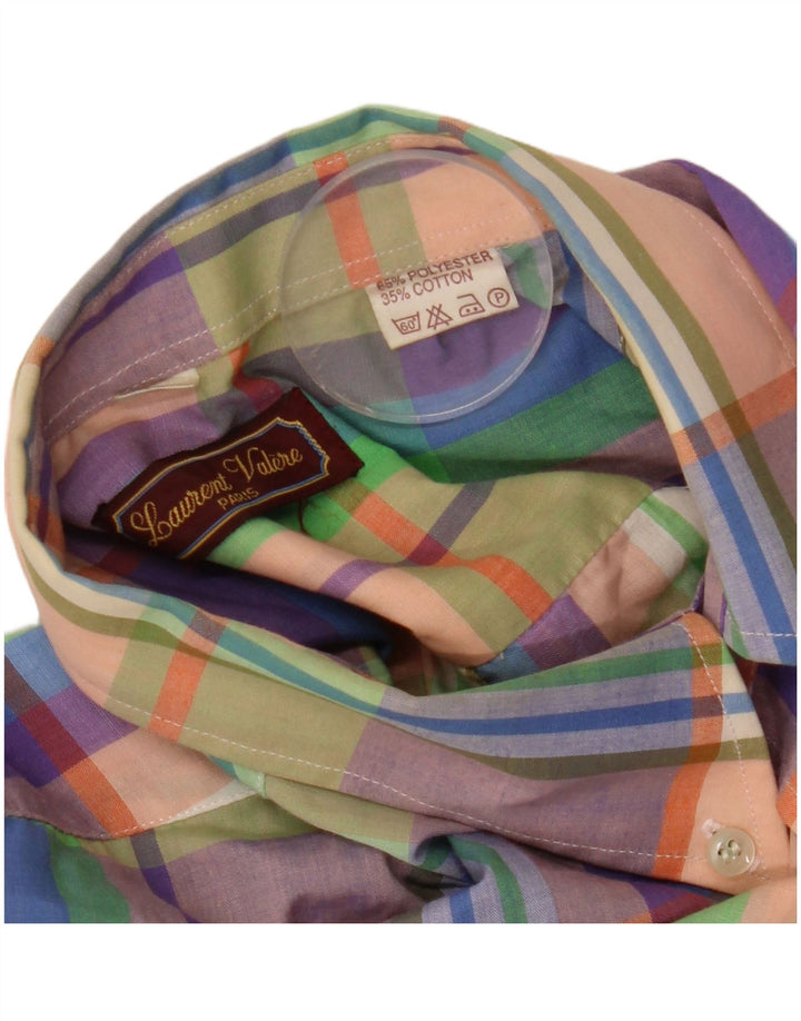 Chemise à carreaux vintage pour hommes en polyester à carreaux multicolore moyen