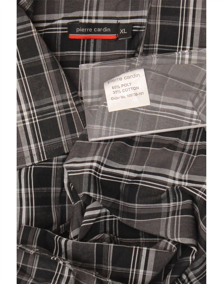 Pierre Cardin Chemise à manches courtes homme XL noir à carreaux polyester