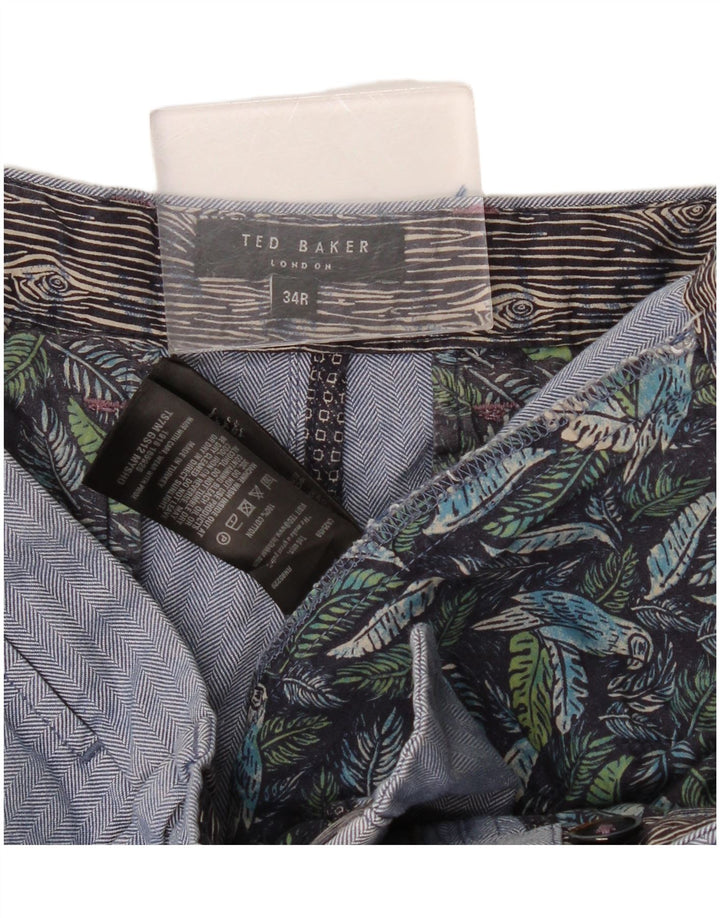 Ted Baker Short Chino Homme W34 Large Bleu Chevrons Coton