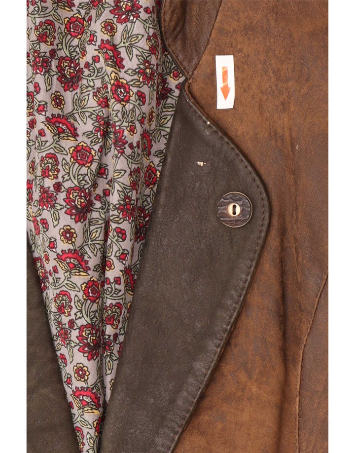 vintage Femme 1 Bouton Blazer Veste EU 38 Medium Brown Colourblock