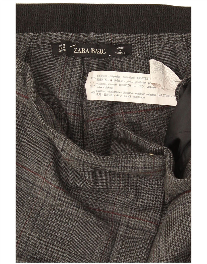 Zara Pantalon Chino Slim Femme Moyen W32 L26 Gris Carreaux Polyester