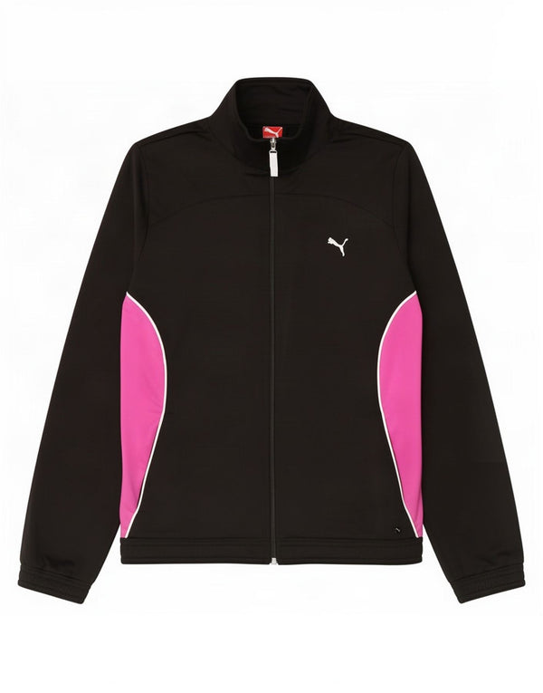 Puma Veste de survêtement pour femme UK 14 Large Noir Colorblock Polyester