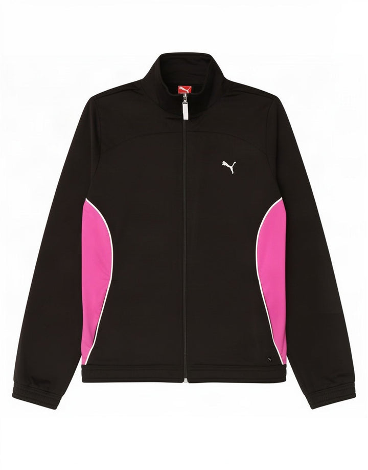 Puma Veste de survêtement pour femme UK 14 Large Noir Colorblock Polyester