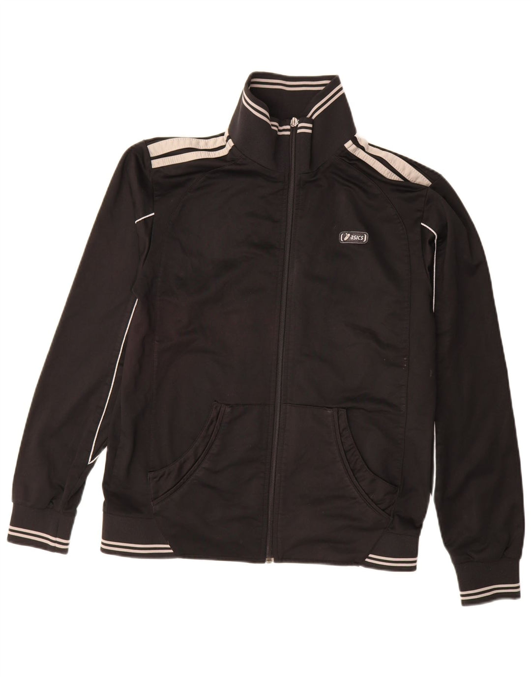 Asics Veste de survêtement graphique pour hommes, petit, noir, polyester