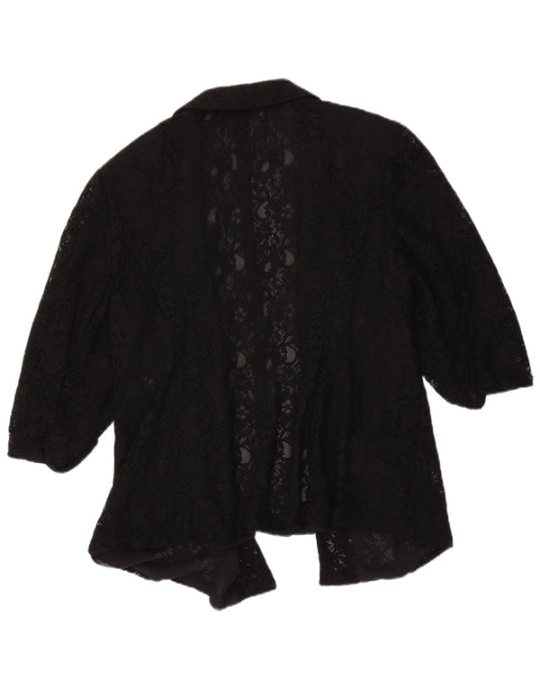 Marks & Spencer Cardigan en dentelle à manches 3/4 pour femme UK 20 2XL Noir Floral