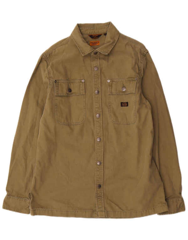 Superdry Surchemise Chemise Large Kaki Coton Homme