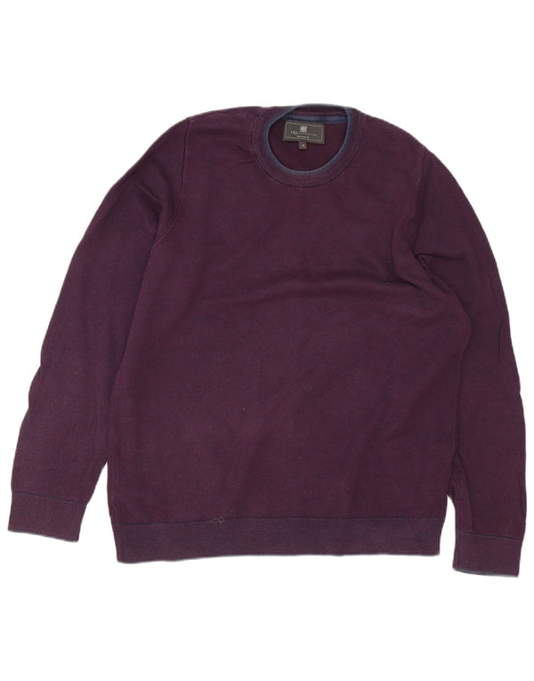 Marks & Spencer Pull à col rond coupe ajustée homme bordeaux moyen