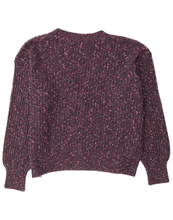 Marks & Spencer Pull Cardigan pour Femme UK 16 Large Violet Moucheté