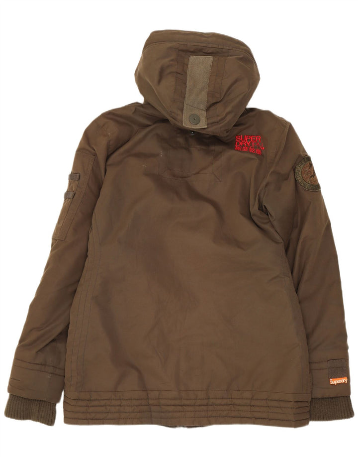 Superdry Veste coupe-vent à capuche pour femme UK 16 Large Kaki Polyester