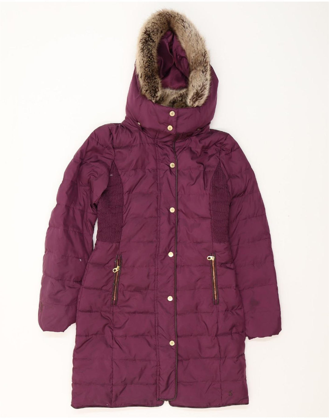 JOULES Manteau matelassé à capuche surdimensionné pour femme UK 8 Small Violet Polyester