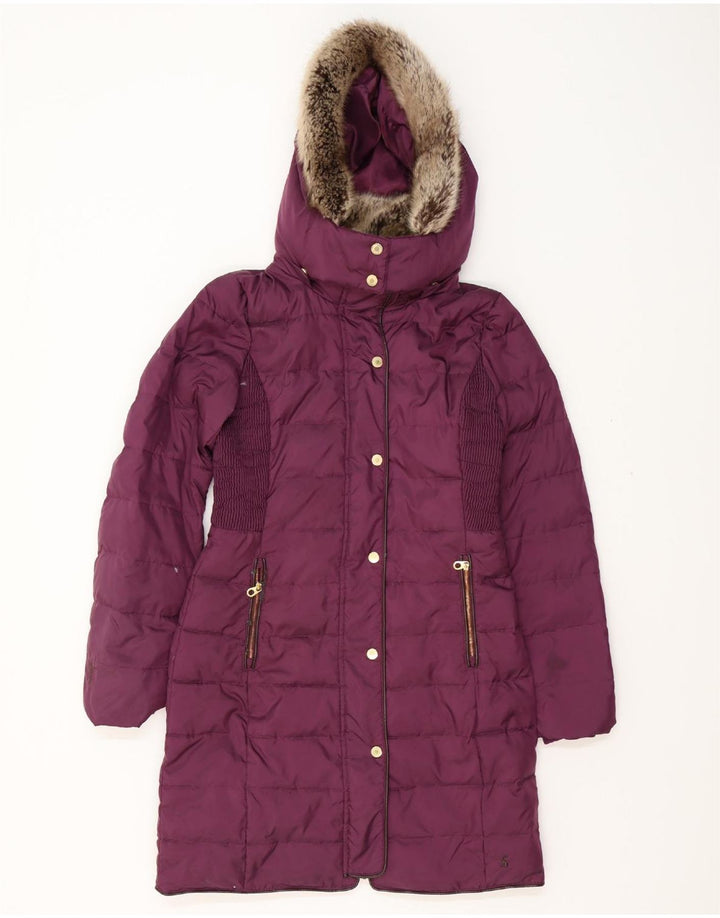 JOULES Manteau matelassé à capuche surdimensionné pour femme UK 8 Small Violet Polyester