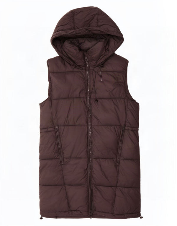 Zara Gilet rembourré à capuche pour femme UK 44 Medium Noir Polyester