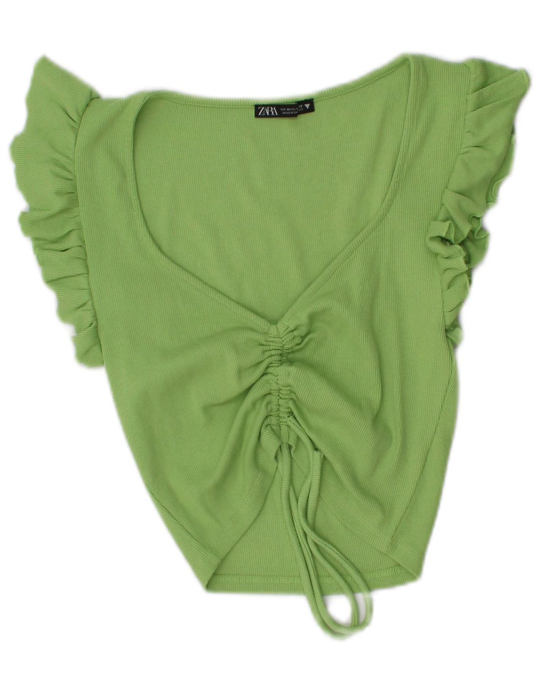 Zara Womens Crop Blouse Top UK 12 Vert Moyen