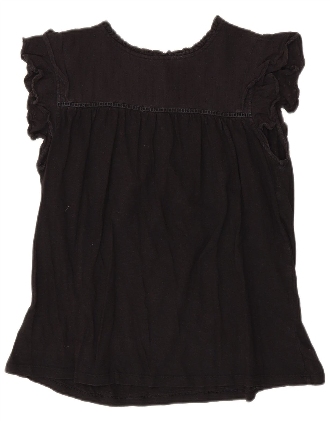 Fat Face Chemisier Femme Top UK 14 Large Noir Coton