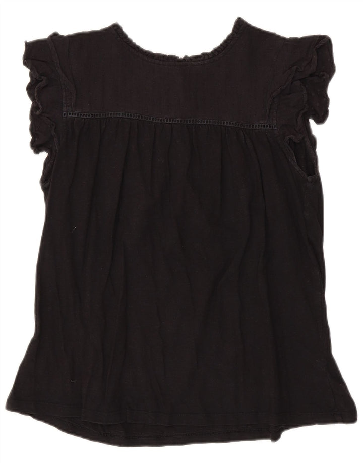 Fat Face Chemisier Femme Top UK 14 Large Noir Coton