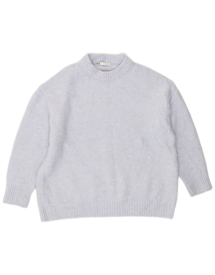 Zara Pull surdimensionné à col rond pour femme UK 16 Large Bleu
