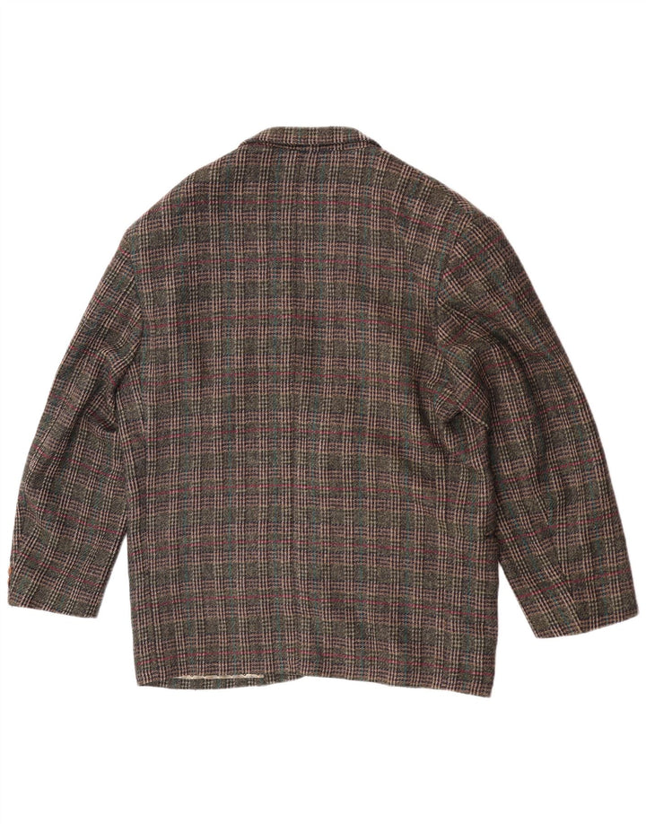 Cido Veste blazer à 2 boutons pour homme, coupe traditionnelle, IT 48, kaki moyen à carreaux