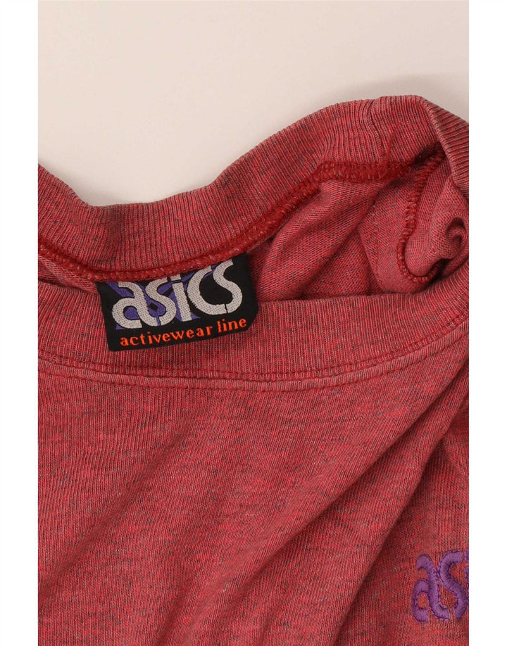 Asics Homme Graphic Top Manches Longues XL Rouge Colourblock Coton