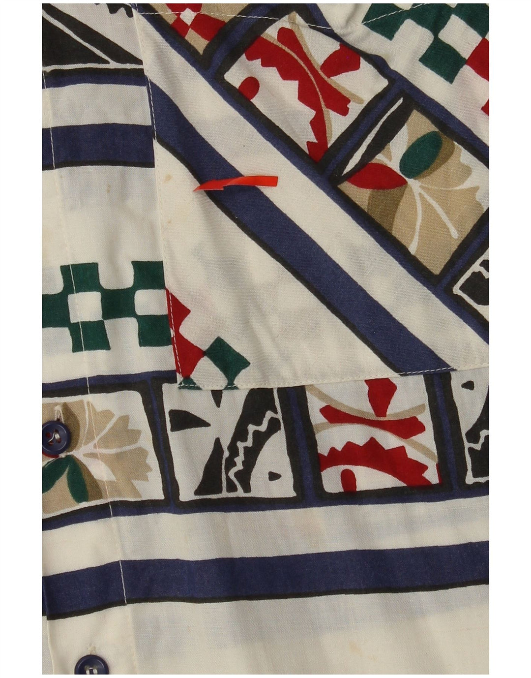 VINTAGE Chemise à manches courtes pour homme Petit motif géométrique blanc