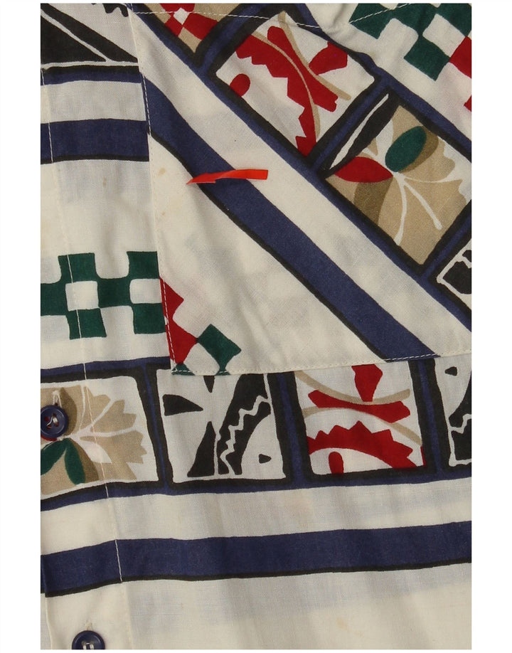 VINTAGE Chemise à manches courtes pour homme Petit motif géométrique blanc