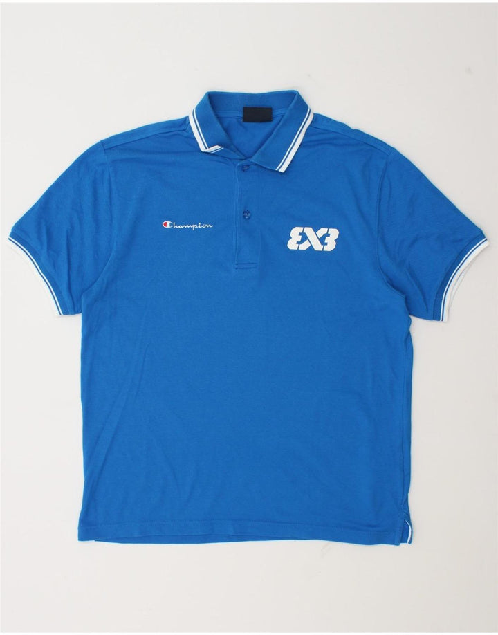 Champion Polo Graphique Homme Bleu Moyen Coton
