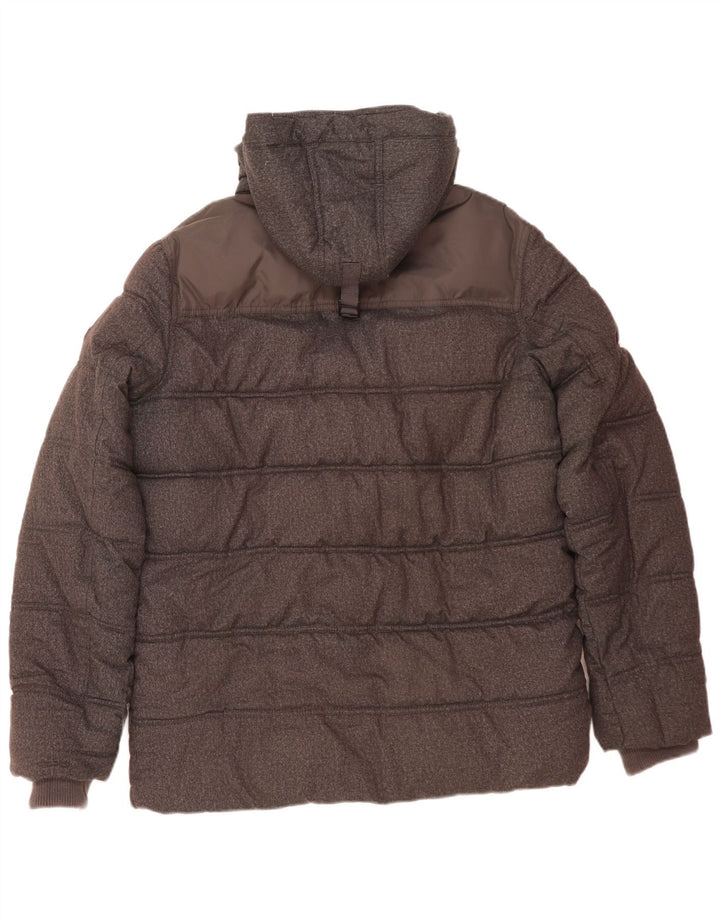 Tommy Hilfiger Veste matelassée à capuche pour homme UK 40 Large Gris Polyester