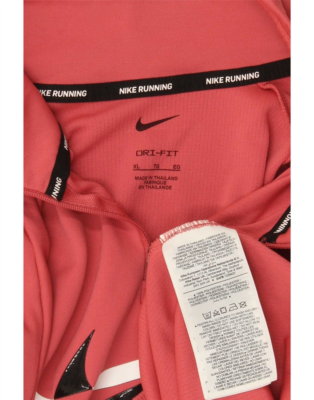 Haut de survêtement Nike Dri Fit à col zippé pour femme UK 18 XL Rose Polyester