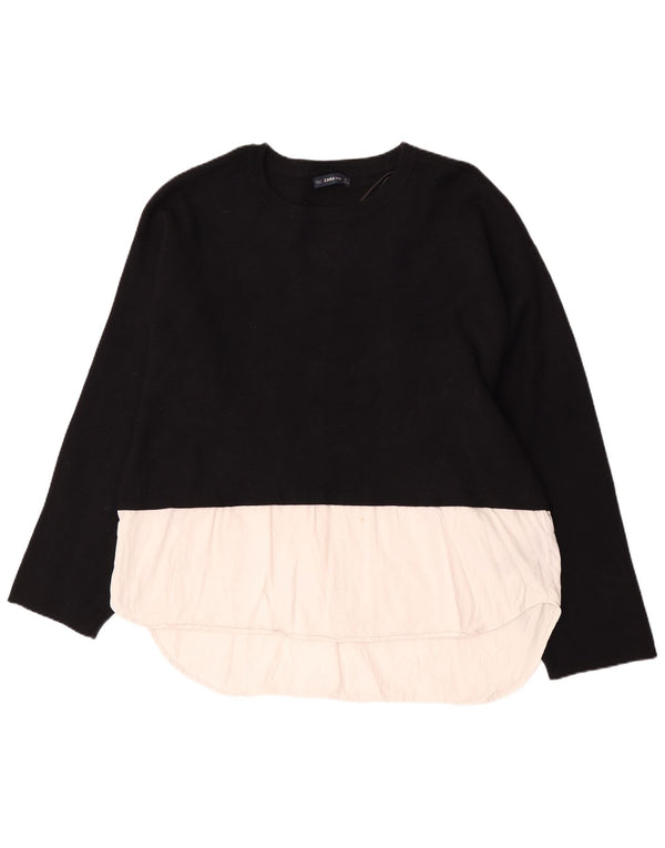 Zara Pull col bateau pour femme UK 14 Medium Noir Colourblock
