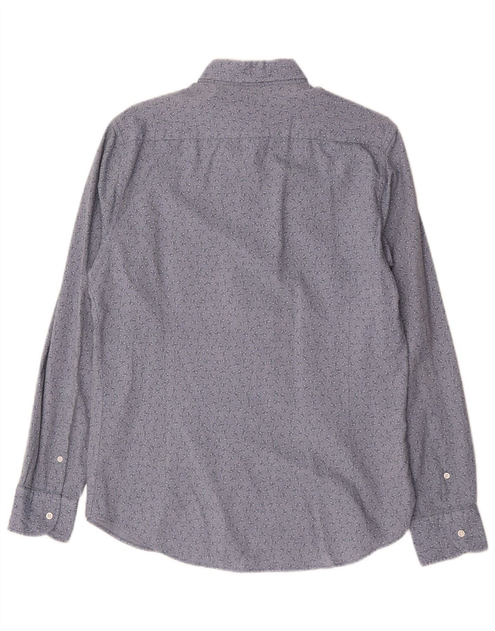 Massimo Dutti Chemise à Motifs Abstraits Homme Bleu Moyen en Coton Floral