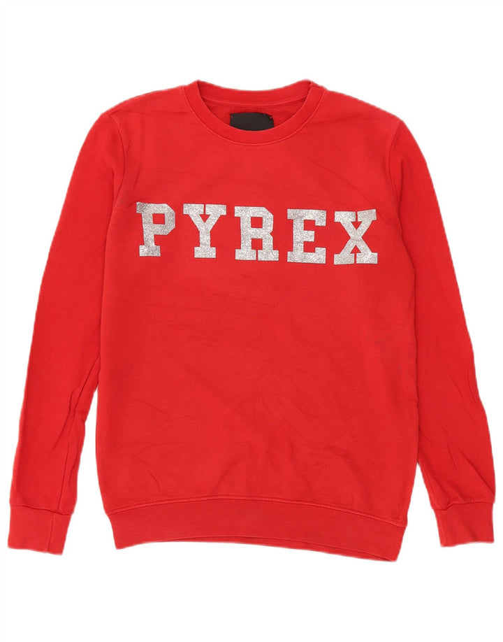 Pyrex Sweat-shirt surdimensionné graphique pour femme UK 10 Petit coton rouge
