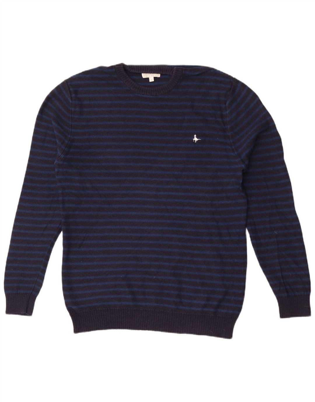 Jack Wills Pull à col rond pour homme en coton rayé bleu marine moyen