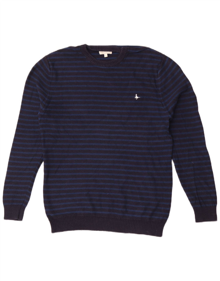 Jack Wills Pull à col rond pour homme en coton rayé bleu marine moyen