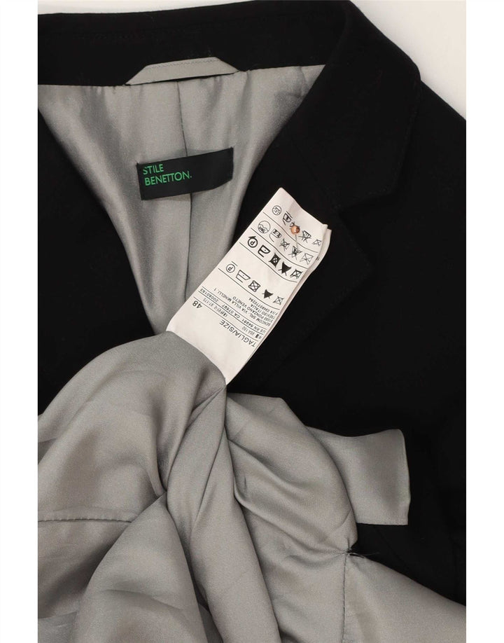 Benetton Veste Blazer 2 Boutons Femme IT 48 XL Noir Polyester