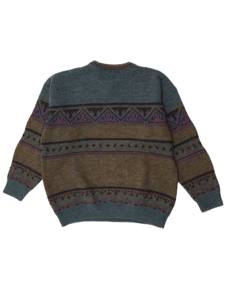 St. Bernard Pull ras du cou pour homme EU 38/40 Vert moyen rétro